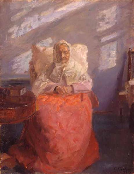 Anna Ancher Mrs Ane Brndum in the blue room oil painting image